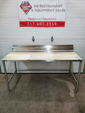 Poly Work Top Table 3 Section 72x30 w/ 6” Backsplash “NSF” SS Frame