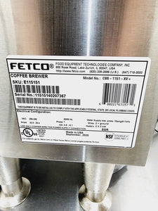 Fetco CBS-1151-VX- + 1.5 Gal Extractor Coffee Brewer 208-240v w/ Fetco D449
