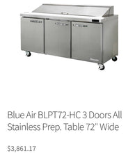 Load image into Gallery viewer, Blue Air BLPT72-HC 3 Doors All Stainless Prep. Table 72” Fully Refurbished!