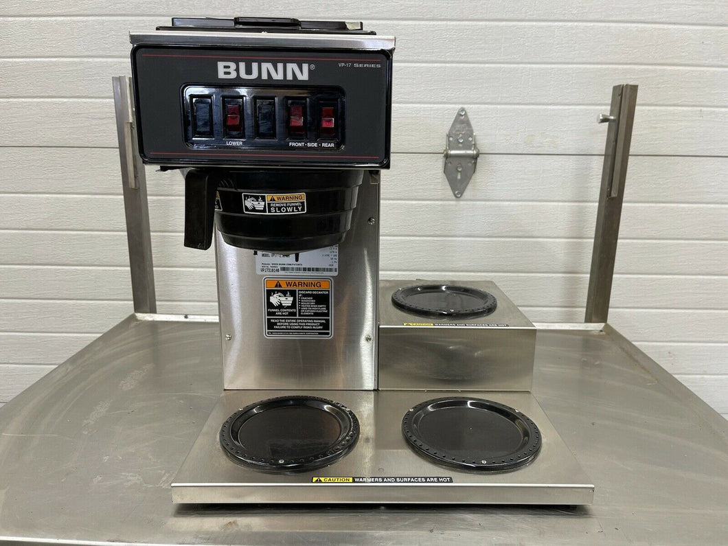 Bunn VP17-3 Pourover Coffee Brewer 3 Lower Warmers Stainless 13300.0003