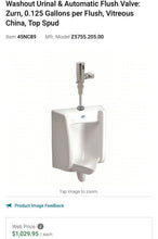 Load image into Gallery viewer, ZURN Siphon Jet Urinal, 0.125 gpf, Wall Mount, Auto Flush Valve