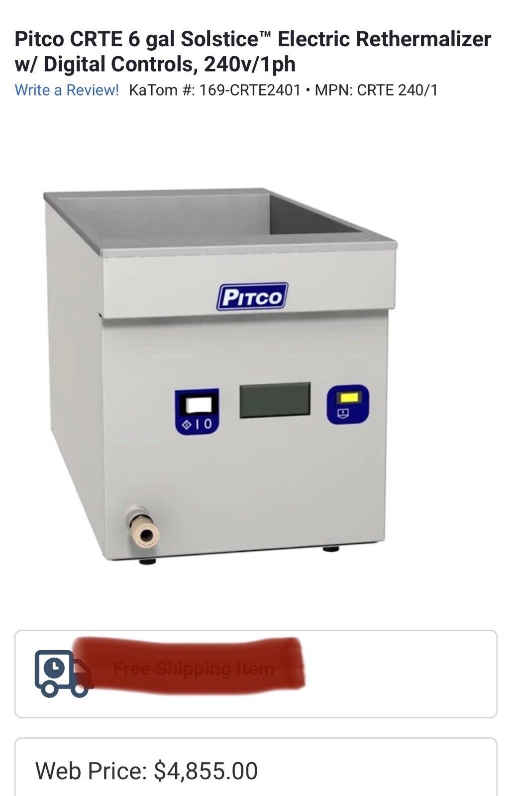 Pitco CRTE 6 Gal Solstice Electric Rethermalizer w/ Digital Controls 2 ...
