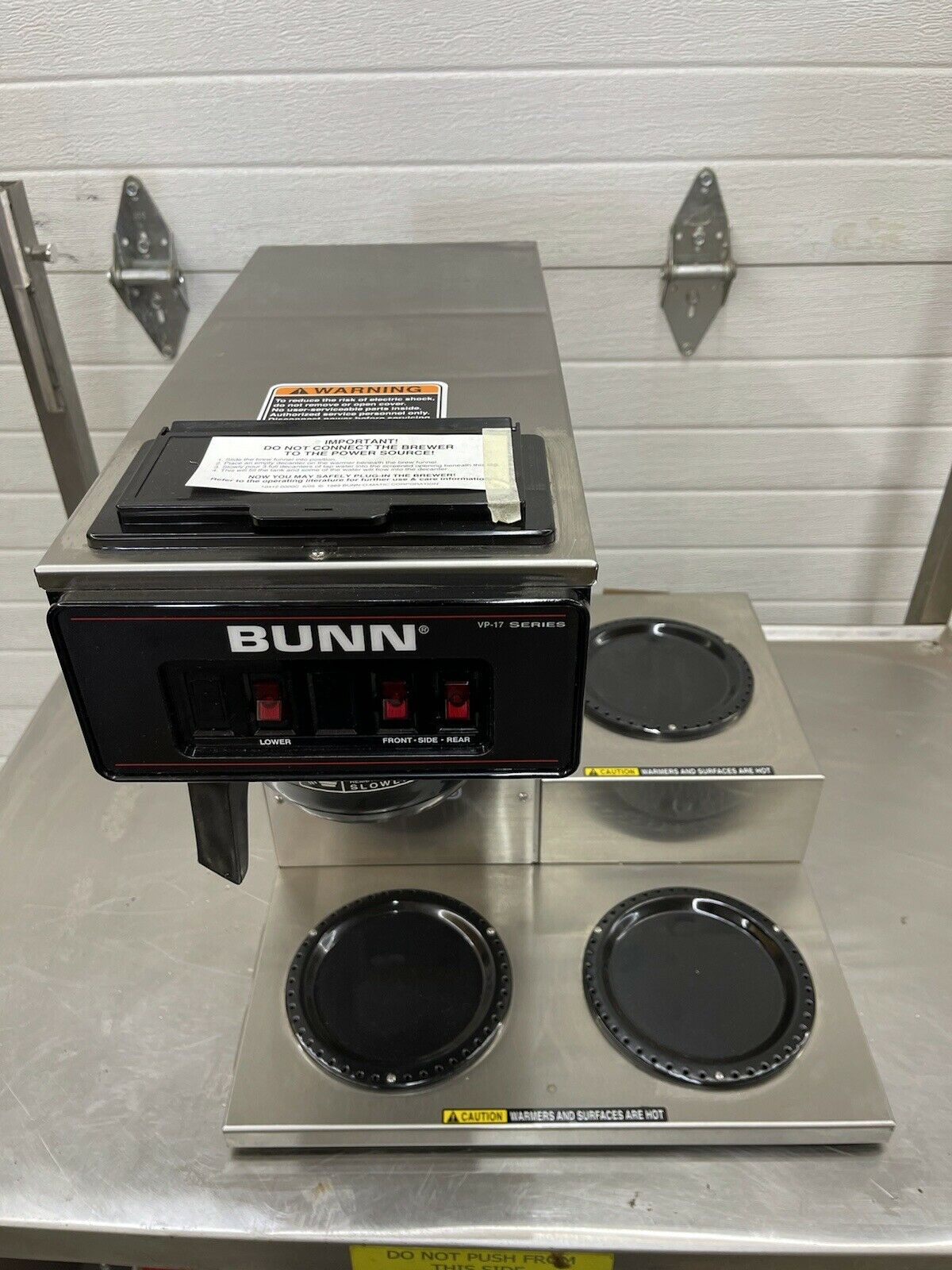 Bunn VP17-3 Pourover Coffee Brewer 3 Lower Warmers Stainless 13300.0003