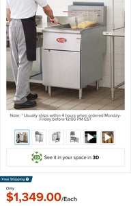 Avantco FF518 Nat. Gas 70-100lb SS Tube Floor Fryer 150,000 BTU