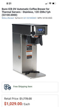 Load image into Gallery viewer, Bunn ICB-DV Auto. Coffee Brewer Thermal Servers, Stainless, 120-208v/1ph Working