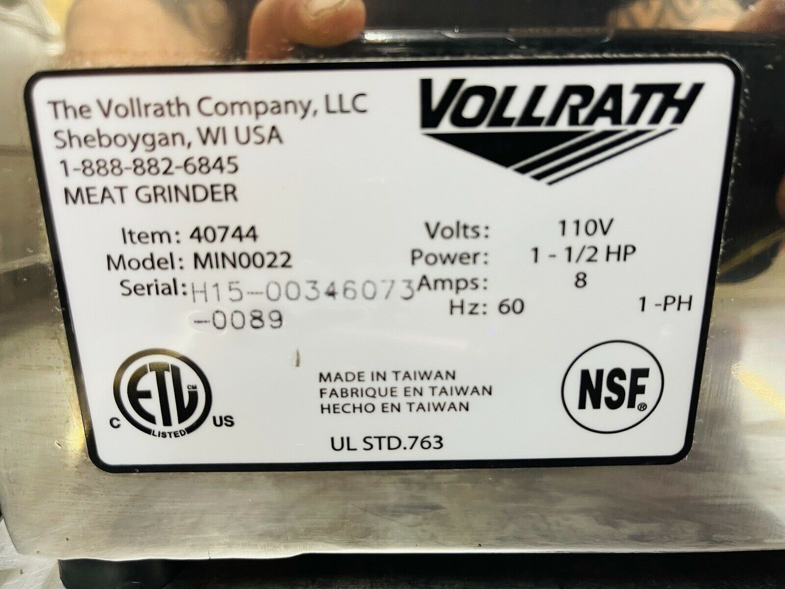 Vollrath meat grinder top