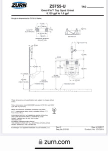ZURN Siphon Jet Urinal, 0.125 gpf, Wall Mount, Auto Flush Valve