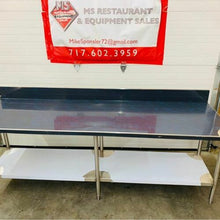 Load image into Gallery viewer, New (S&amp;D) 8’ SS TABLE w/ SS UNDER-SHELF 96x30x34 with 6” backsplash NSF 16 gauge