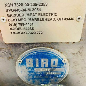Biro 8-22 SS COUNTERTOP MANUAL FEED MEAT GRINDER #22 HEAD TESTED & WORKING