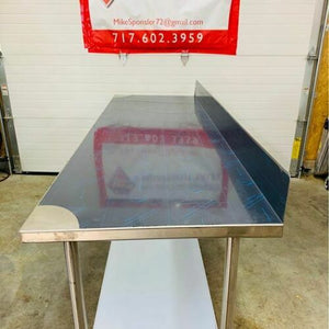 New (S&D) 8’ SS TABLE w/ SS UNDER-SHELF 96x30x34 with 6” backsplash NSF 16 gauge