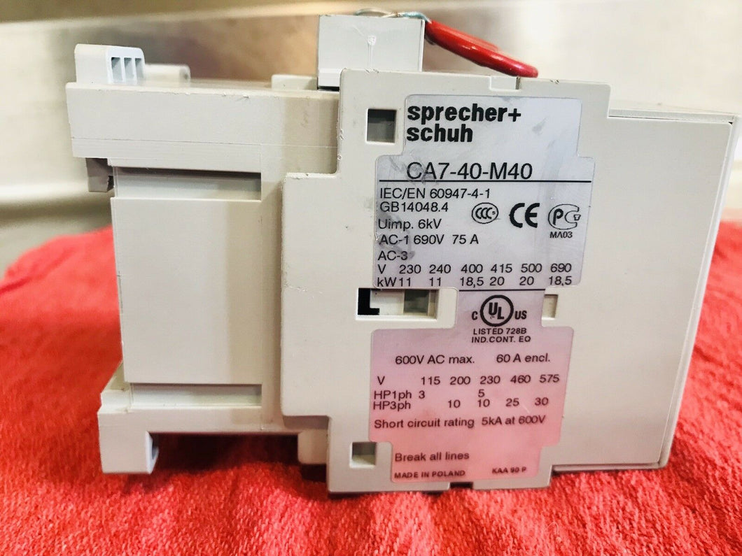 SPRECHER+SCHUH CA7-40-M40 114V50/120V60HZ CONTACTOR 40A 4 POLES * NEW IN BOX *